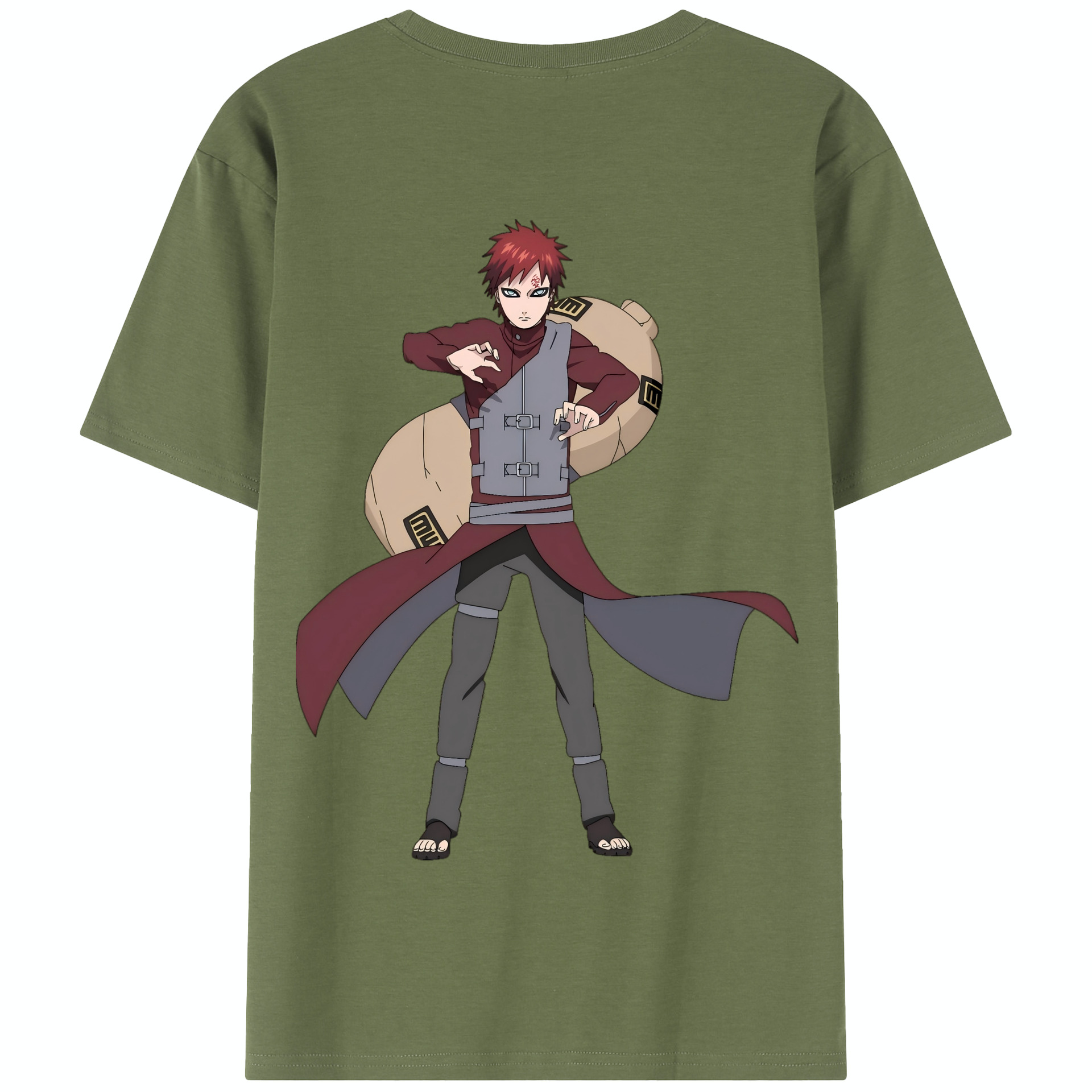 （画像用） NARUTO -ナルト- ガアラ Gaara 綿100％半袖Tシャツ（背面プリント）